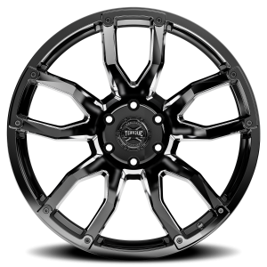 Ram 3500 Custom Wheels - Rough Country - Torque TW403 Impact - Gloss Black with Milled Accents - '11-'23 Ram 3500 Custom Wheels - Rough Country - Torque TW403 Impact - Gloss Black with Milled Accents - '11-'23